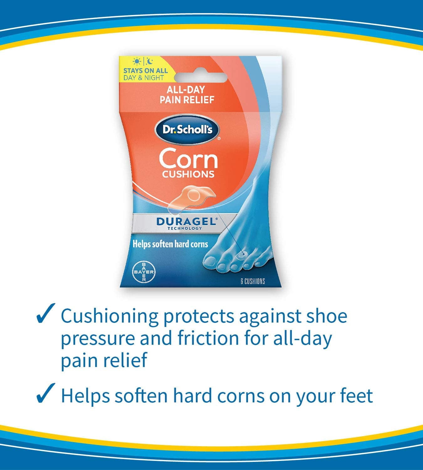 Dr. Scholl's Corn Cushions with Duragel Technology, Pack of 6
