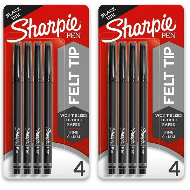 Sharpie Marcador de Punta Fina 0.4mm Negro Paquete de 8