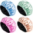 thumbnail image 3 of Gorro de dormir de satén monocromático de doble capa con gorro de belleza elástico Gorro para el pelo con bolsa portátil para el hogar, 3 of 5