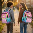 thumbnail image 3 of HELLHERO Rainbow Star Pattern School Backpack for Kids with Breathable Multi-Pocket Kids Backpack, Adjustable Padded Straps 17 Inch School Bag for Daily Commute Back to School, 3 of 8