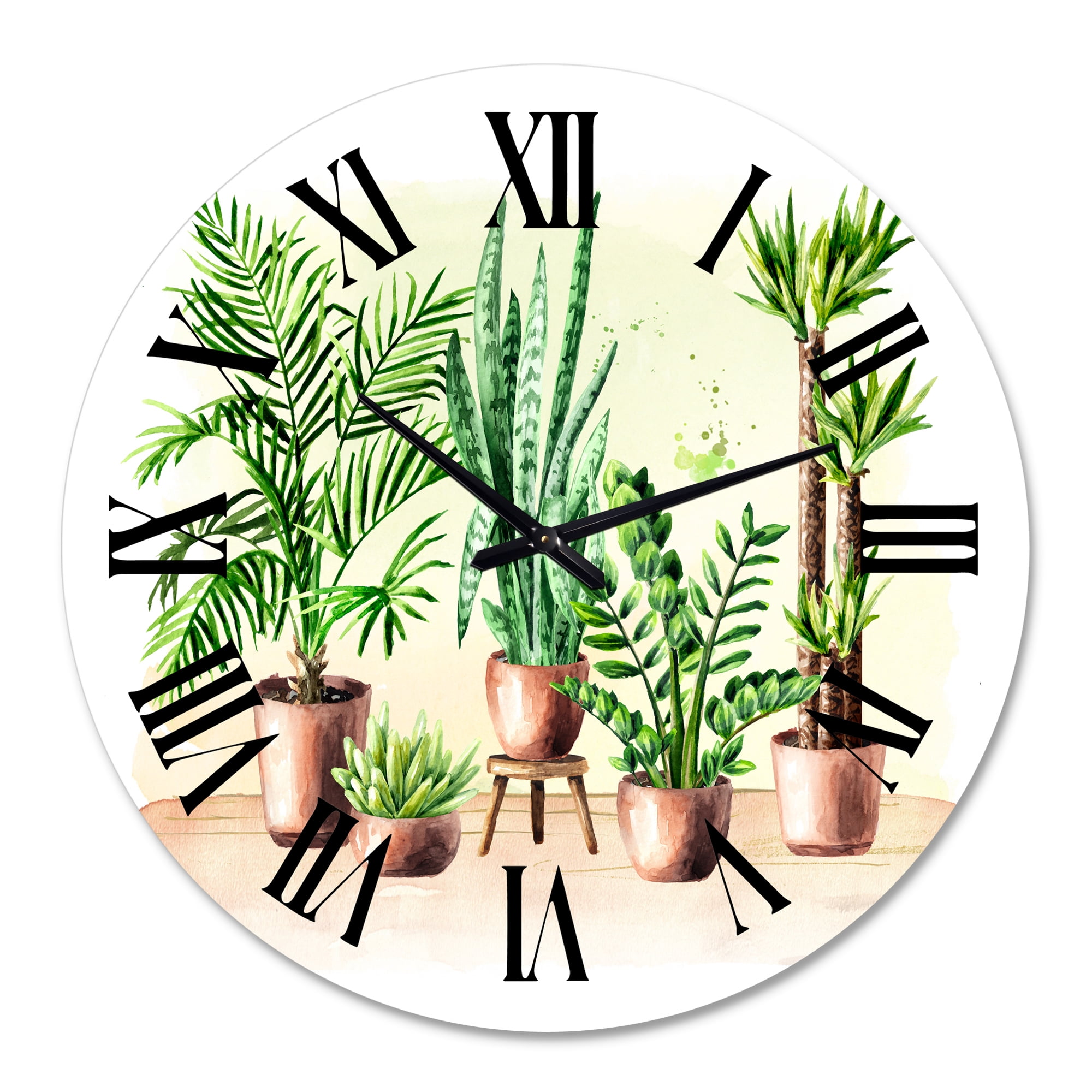 Designart 'Indoor Green Home House Plants I' Traditional Wall Clock