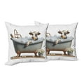 thumbnail image 4 of Ambesonne Rustic Throw Pillow Cover Pack of 2, Bathing Cow and Chamomiles, 2 Pcs-36"x36", Coconut White and Cinnamon, 4 of 5