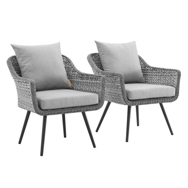 Modway Endeavor Fauteuil de Patio Moderne en Rotin Gris (Ensemble de 2)
