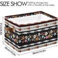thumbnail image 4 of Coolnut 1 Pack Fabric Storage Basket Folk Stripes Floral Closet Storage Bins with Handles Foldable Baskets for Shelves Toy Organizer Home Office Decor Gifts, 4 of 7