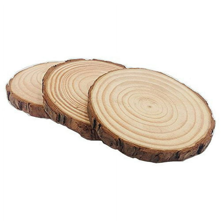Fuyit Natural Wood Slices 25 Pcs 3.1-3.5 Inches Craft Wood Kit Unfinished  Predrilled with Hole Wooden Circles Tree Slices for Arts and Crafts