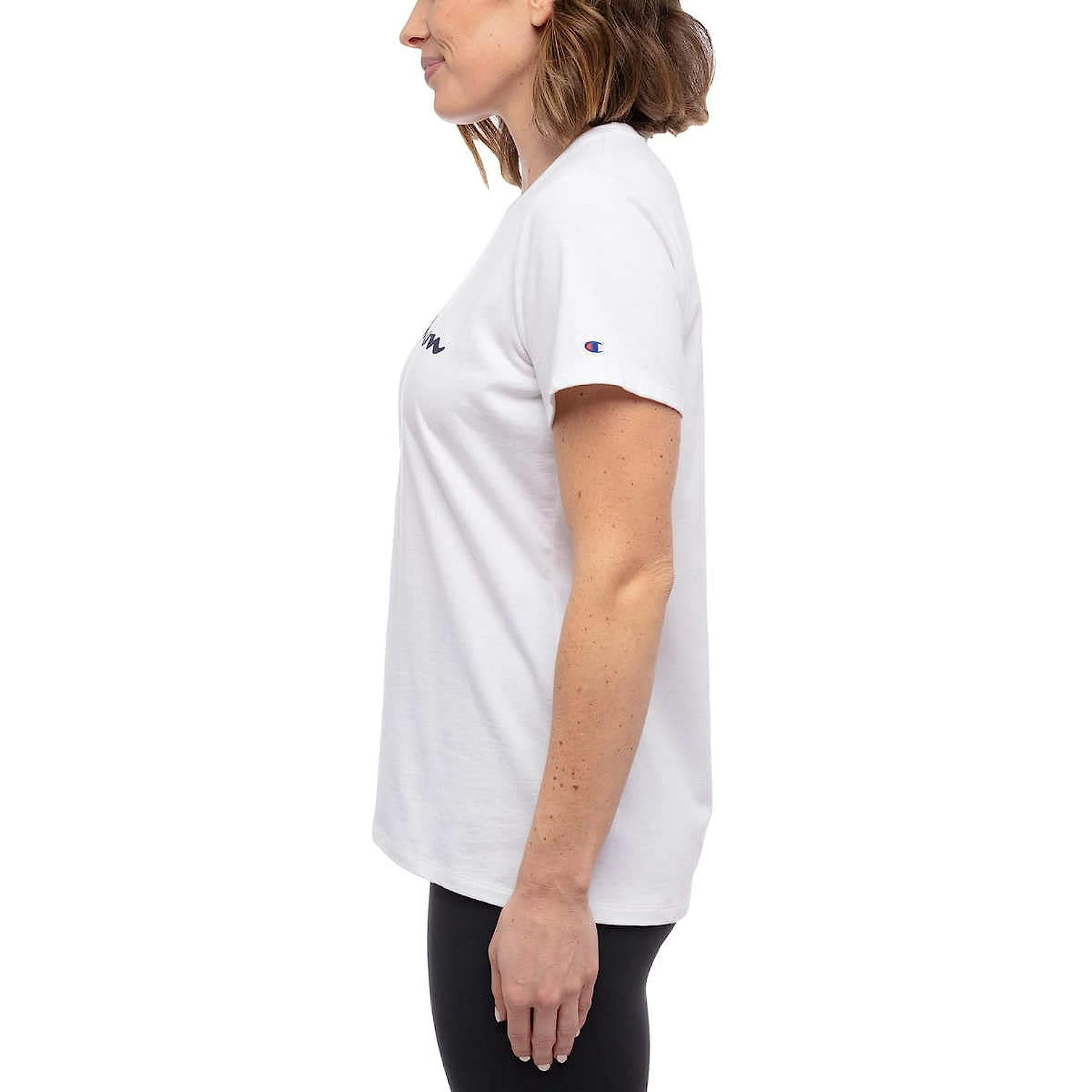【hppy】(WOMEN) CLASSIC SMALL LOGO TEE Champion Logo Tee Classic T Shirt for Women in Color White