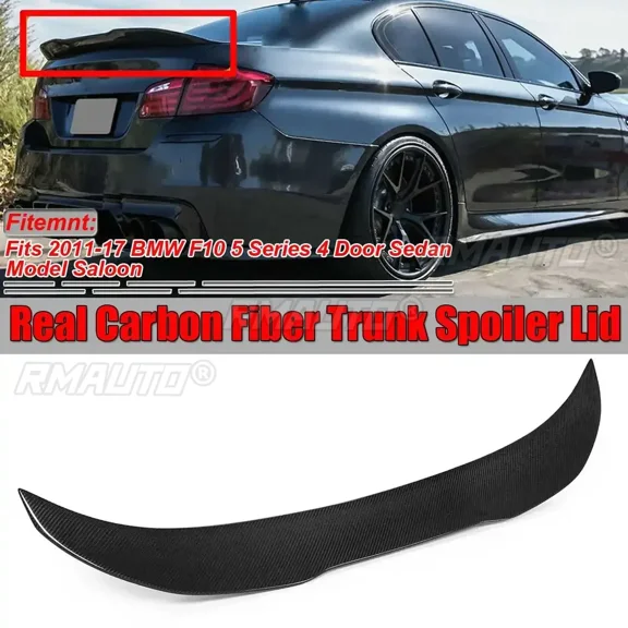 New PSM Style Real Carbon Fiber F10 Car Rear Trunk Boot Lip Spoiler Wing Lid For BMW F10 5 Series 4 Dr Sedan 2011-2017 Body Kit
