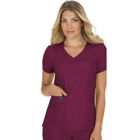 koi Basics Women's Becca V-Neck Solid Scrub Top
