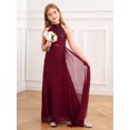 thumbnail image 2 of Sxiwei Robe Maxi à Sequins pour Filles Juniors Robe de Demoiselle d'Honneur pour Mariage Froncée Longueur au Sol Robe de Soirée Formelle Bourgogne 16, 2 of 7