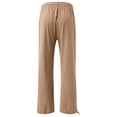 thumbnail image 5 of Usmixi Womens Wide Leg Trousers Casual Plus Size Solid Lightweight Straight Long Pants Drawstring Elastic Waist Summer Leisure Wear Pants with Pocket Khaki XXXL, 5 of 5