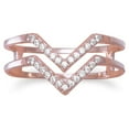 thumbnail image 3 of 18k Rose Gold Plated Sterling Silver Double Row CZ 'V' Ring, 3 of 3