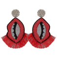 thumbnail image 1 of Pendientes de borlas bohemios Pendientes de dedo Pendientes de piedra de cristal Lon,E1083 Rojo, 1 of 5