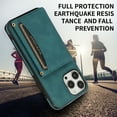 thumbnail image 6 of PU Leather Wallet Case for iPhone 12 Pro Max 6.7 inch, with Credit Card Holder Cash Pocket Kickstand Matte Shockproof Business Vintage Magnetic Buttons Case Cover for iPhone 12 Pro Max, Blue, 6 of 6