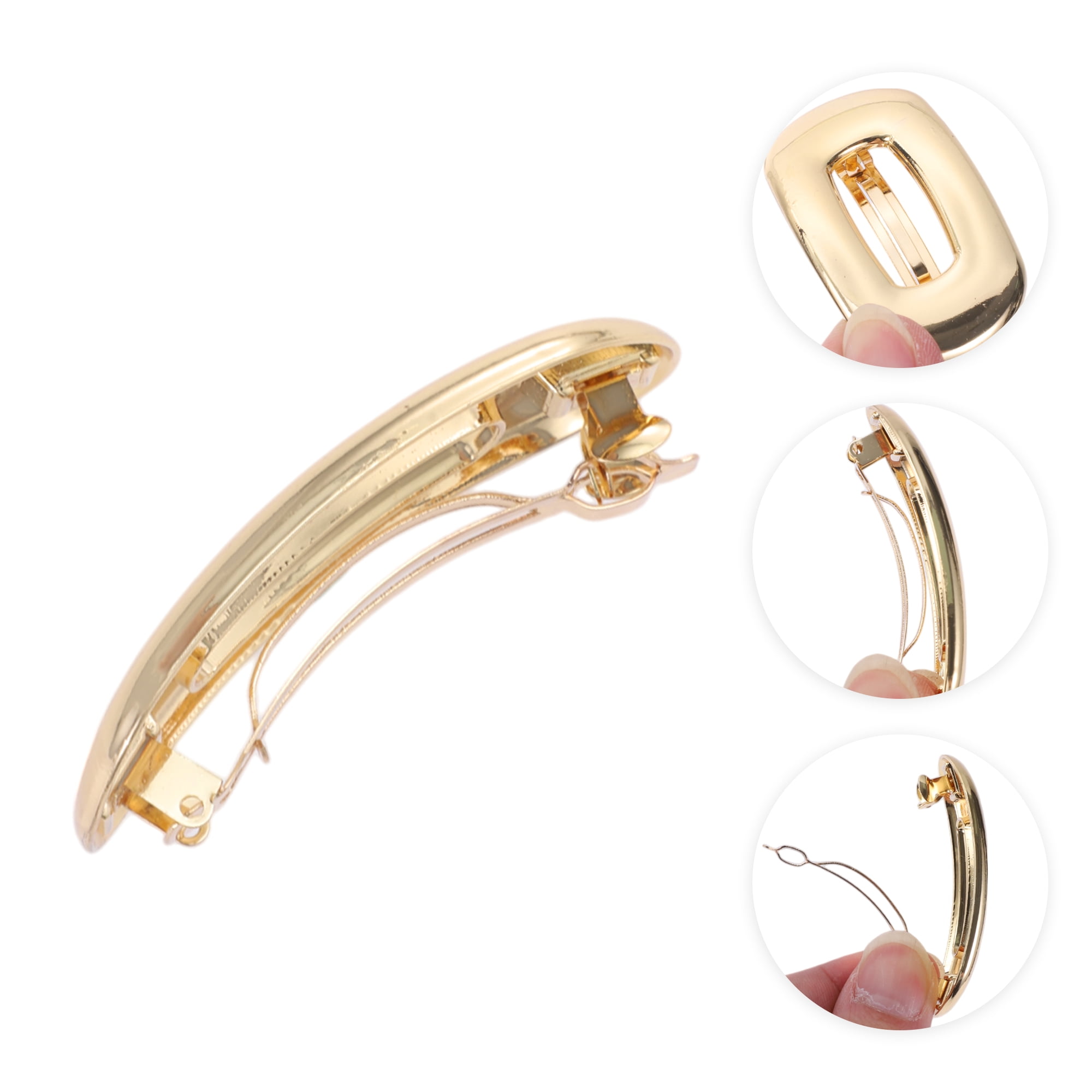 Unique Bargains Solid Oval Hair Clips for Home Use in Gold Tone