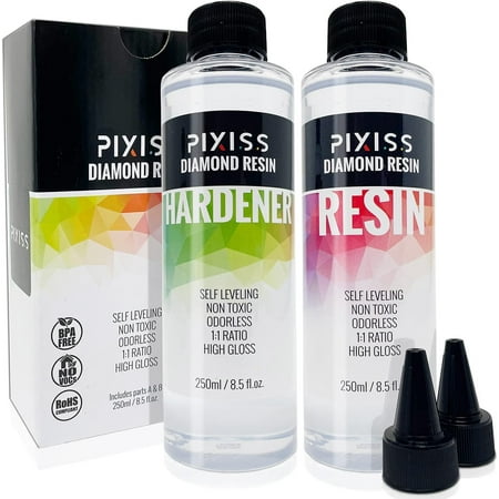 Pixiss Epoxy Resin Crystal Clear Casting Resin for Epoxy and Resin Art Easy Mix 1:1 17-Ounce Kit
