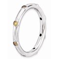 thumbnail image 3 of Solid 925 Sterling Silver Stackable Expressions Simulated Citrine Ring (2.3mm) - Size 9, 3 of 4