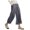 Grey, variant on Riforla 2024 Women's Casual Loose Elastic Waist Cotton Trousers Seven Point Wide Leg Pants Summer Pants Grey L