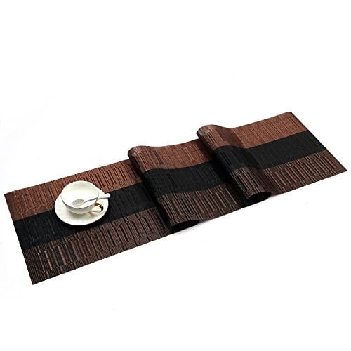 SHACOS Woven Vinyl Table Runner Easy to Clean PVC Table Runner for Kitchen Dining Tables