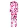 thumbnail image 3 of Gibobby Conjunto de sudadera informal para mujer 2023 nueva camisa de satén informal con estampado de bolsillo delantero y cuello levantado, pantalones inform(Rosa,G), 3 of 5