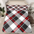 thumbnail image 2 of jejeloiu Geometric Plaid Grid Twin Sheet Sets,Minimalism Style Twin Fitted Sheet,White Gray Rhombus Flat Sheet For Teens,Breathable Home Decor,3pcs, 2 of 7
