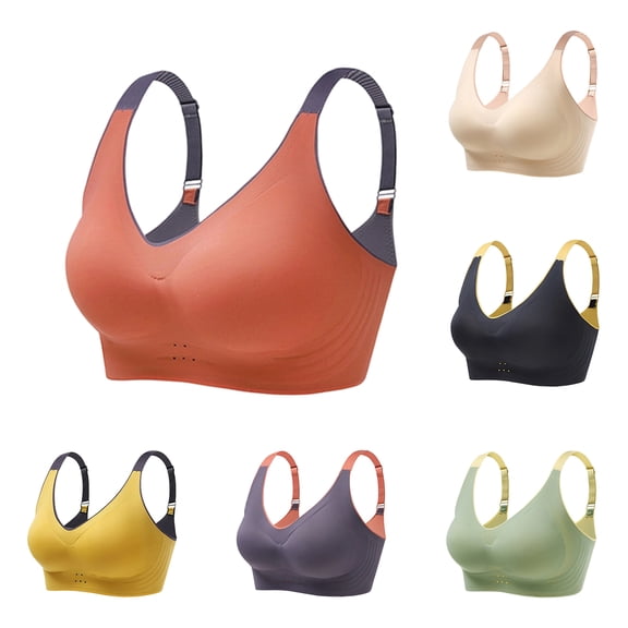 Qwertyu Womens Plus Size Sports Bras Seamless Wireless Breathable Bras Stretch Comfy Running Yoga Bras Complexion 38