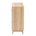 thumbnail image 4 of Baxton Studio Elsbeth Mid-Century Modern Light Brown Finished Wood and Natural Rattan 3-Door Sideboard, 4 of 5