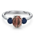 thumbnail image 3 of Gem Stone King 1.95 Ct Oval Red Tiger Eye Blue Sapphire 925 Sterling Silver Ring, 3 of 6