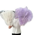 thumbnail image 3 of Big Ostrich Feathers Fan 13Bone 100CM 130CM Hands Held Folding Fan For Party Carnival Dance Performance Decoration, 3 of 6