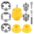 thumbnail image 1 of PVC Thread Maker Tool for Electric Drill Pipe Threader Kit with 1/2 Inch 3/4 Inch 1 Inch Dies Pipe Threader Plumbing Tool Reusable PVC Pipe Threading Plumbing Kit for PVC Threading-4/6innerhole-yellow, 1 of 9