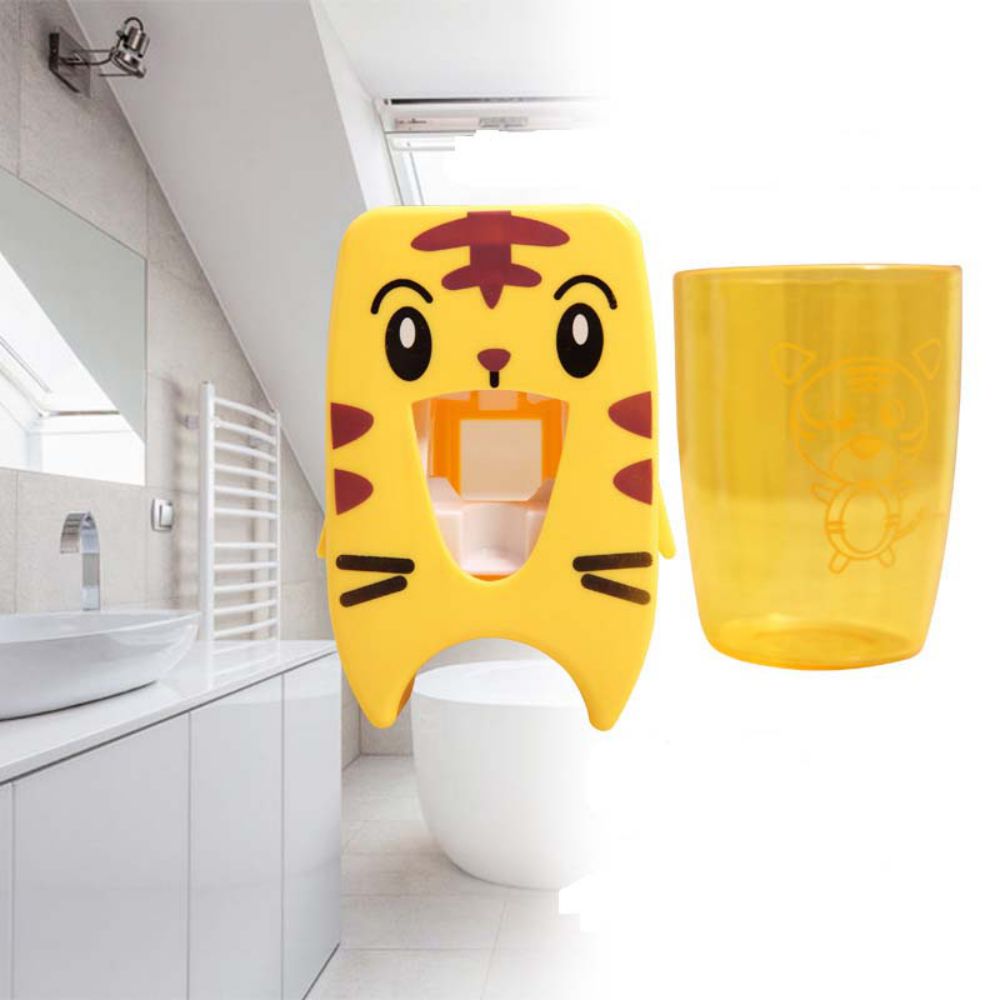 Cartoon Toothbrush Dispensers,Toothpaste Dispensers,Kids Hands Free