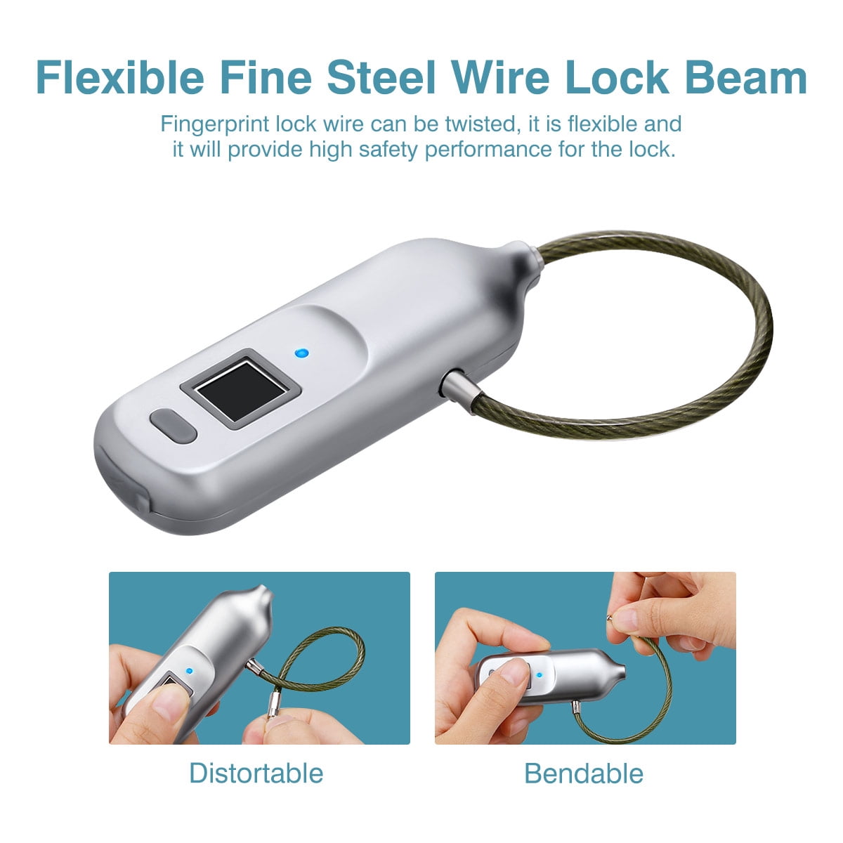 Fingerprint Padlock IP65 Waterproof Anti-Theft Keyless Padlock Smart Security Lock for Outdoor Suitcase Backpack