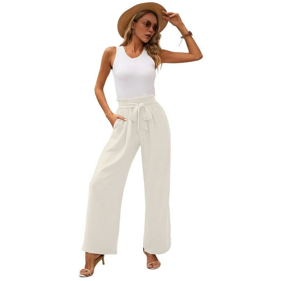Women'S Wide Leg Lounge Pants White S