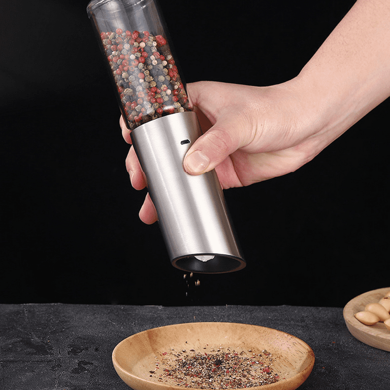 USB Rechargeable Salt and Pepper Grinder Set, Electric Style Automatic  Black Peppercorn & Sea Salt Spice Mill 