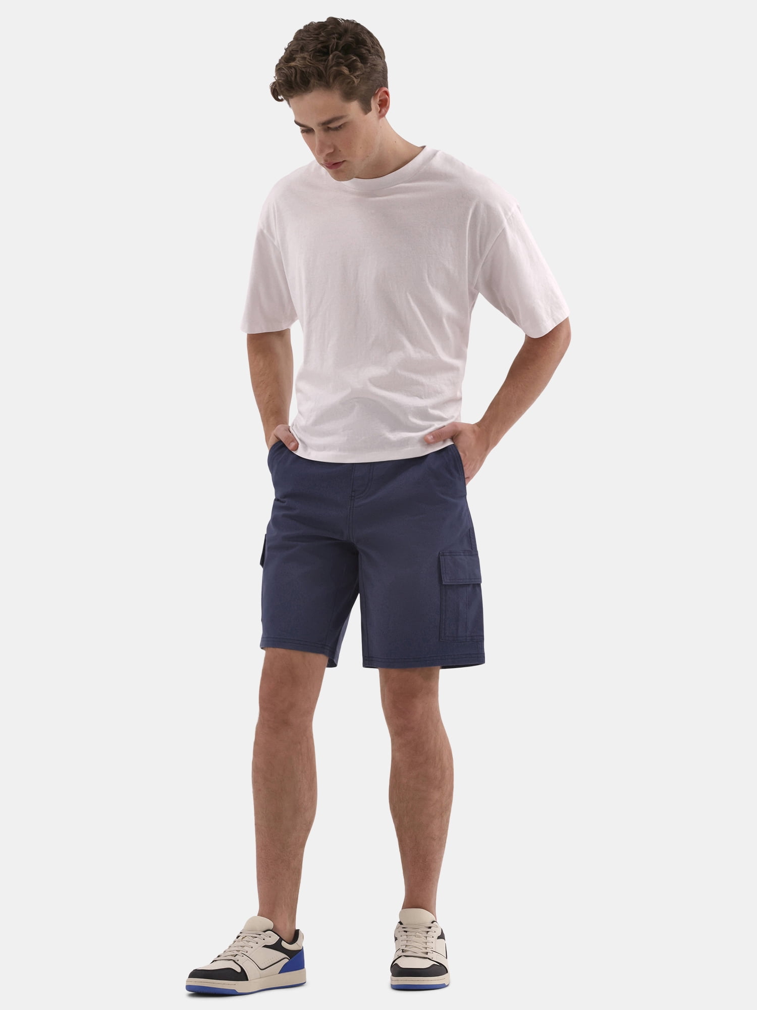 No Boundaries Men's & Big Men's Twill Long Cargo Shorts, 9" Inseam, Sizes XS-5XL