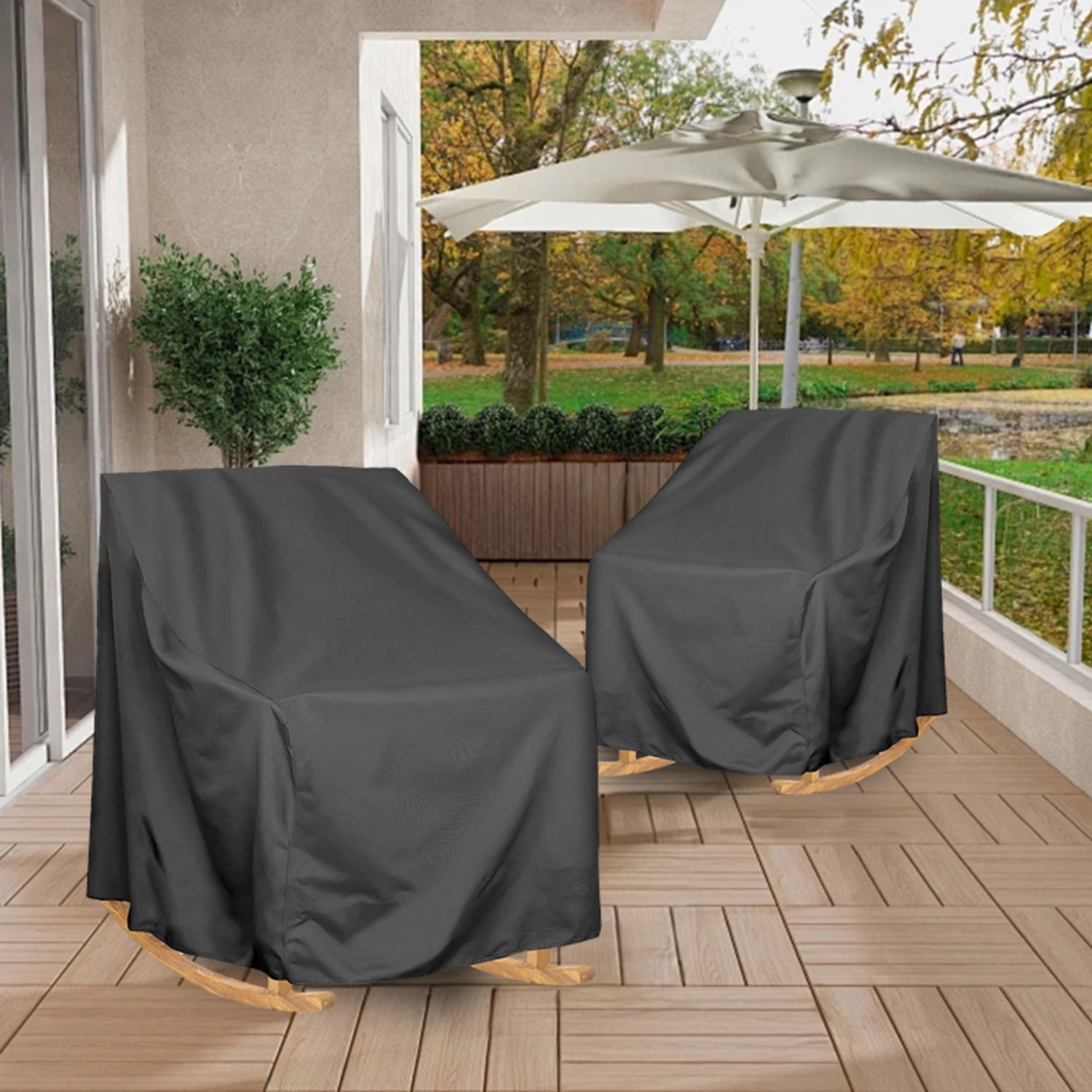 OPTUTUS 2-Pack Patio Rocking Chair Covers, 35 x 38 x 29 Inches Waterproof Oxford Fabric Chair Furniture Covers