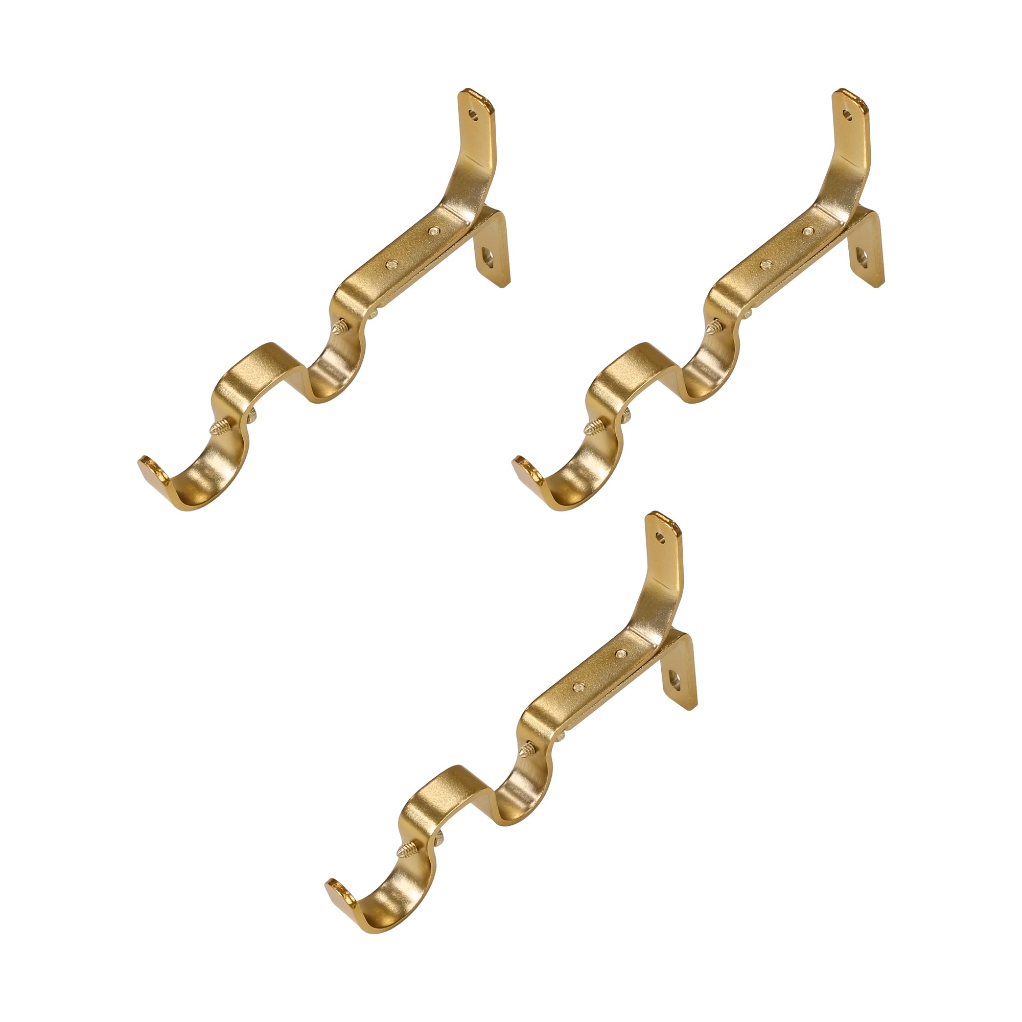 Double Curtain Rod Brackets 1" & 3/4" | 3-Pack | Heavy-Duty Metal Window Hardware for Layered Drapes & Sheers