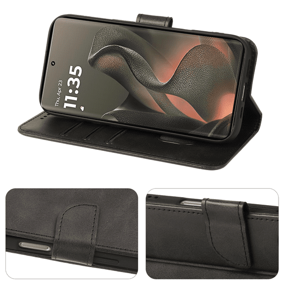 SELOZKE for Google Pixel 9 Pro XL Black Wallet Case with Credit Card Holder,PU Leather Magnetic Protective Phone Case