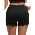 thumbnail image 3 of INSPIRE CHIC Women's Lace Trim Ice Silk Mid-Waister Loose Slip Shorts Light and Breathable Comfort Boyshorts L Black, 3 of 5