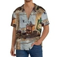thumbnail image 3 of Disketp Men's Hawaiian Oil Lamp Coffee Beans Print Shirts Button Down Holiday Beach Shirts-Large, 3 of 7
