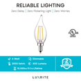 thumbnail image 2 of Luxrite 4W E12 Vintage Candelabra Dimmable LED Light Bulbs, 40W Equivalent 400 Lumens, 3000K Soft White, Flame Tip, 16-Pack, 2 of 7