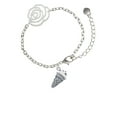 thumbnail image 2 of Delight Jewelry Silvertone 3-D Resin Vanilla Ice Cream Cone with Crystals Silver-tone Flower Link Chain Bracelet, 6.75"+2" Extender, 2 of 4