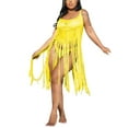 thumbnail image 2 of VISgogo Vestido con flecos para mujer, vestidos sin mangas con cuello en U de color sólido, ropa de playa hueca, S/ M/ L/ XL VISgogo moda, 2 of 7