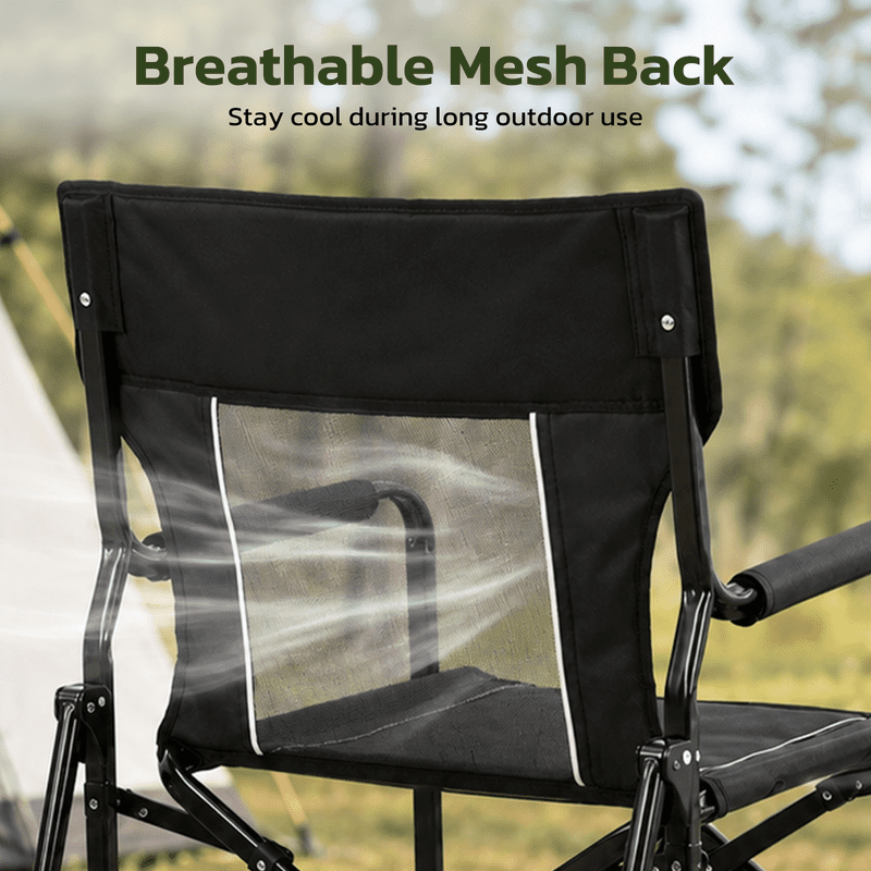 Simple Deluxe Outdoor Foldable Camping Chair, with Sturdy Material and 400lbs Capacity, Camp Folding Chair with Cup Holder & Carrying Bag, Suitable for Park, Beaches and Camping, Black