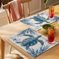 thumbnail image 4 of Coastal Turtle Placemats Set of 4 Blue Starfish Coral Ocean Stripes Retro Place Mats Indoor Wipeable Table Mats Washable Cloth Dining Table Placemats for Kitchen Holiday Party Home Decor 13x19 Inch, 4 of 9