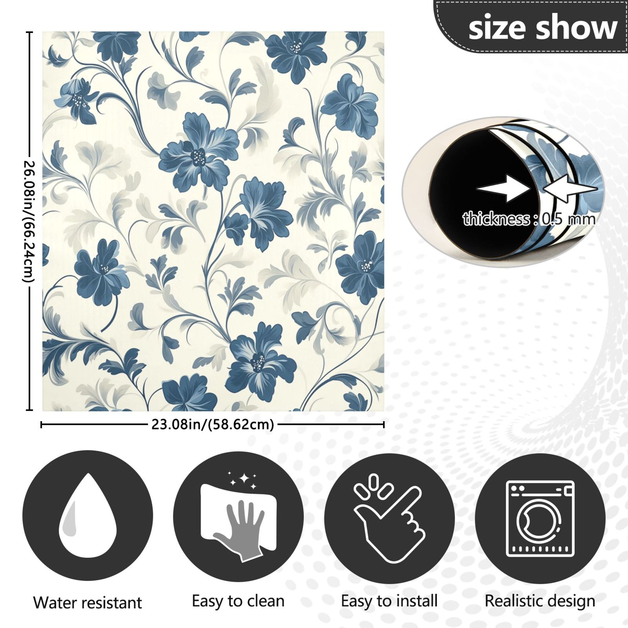 Dishwasher Magnetic Sticker 23x26 Inch Refrigerator Magnetic Sticker Washing Machine Magnetic Sticker Kitchen Panel Magnetic Sticker Home Decor Cool Cartoon Blue Flowers