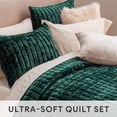 thumbnail image 4 of Juego de edredón RECYCO Luxury Velvet Full Queen con 2 fundas, color verde, 4 of 7