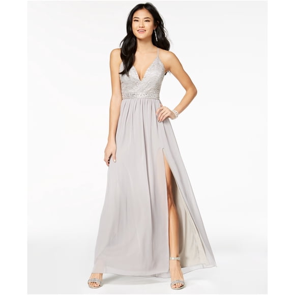 Vestido adornado Emerald Sundae gris extragrande