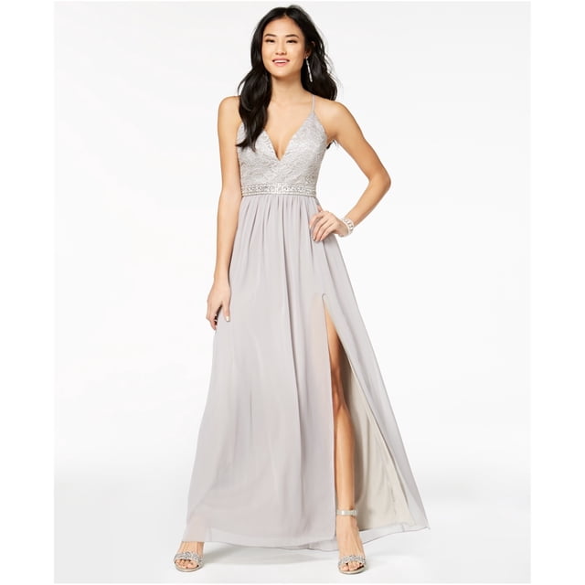 Vestido adornado Emerald Sundae gris extragrande