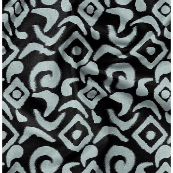 Soimoi Pure Silk Black Fabric By the Yard - 42 Inch Wide - Abstract Texture Material - Contemporary and Artistic Fusion for Various Uses Printed Fabric