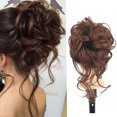 thumbnail image 4 of Peluca femenina Extensión de for el cabello rizado desordenado, 1 Uds., postizos ondulados rizados sintéticos, Clip de garra en el plato, moño de moño con garra for mujeres Peluca sintética, 4 of 4